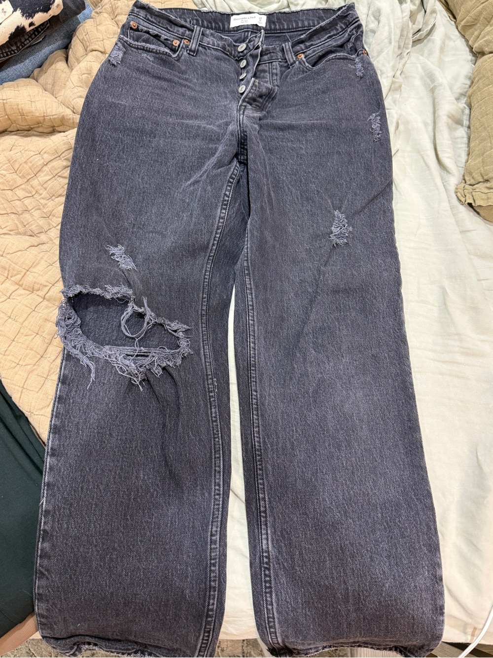 Abercrombie & Fitch Washed Black Distressed Jeans